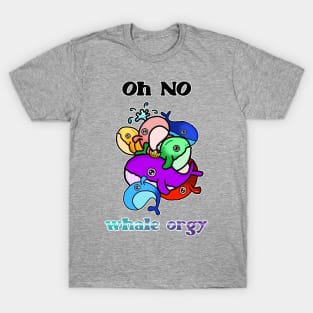 Oh No Whale Orgy rainbow whales southern right whales weird natural phenomena T-Shirt